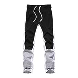 Briskorry Herren Patchwork Jogginghose, schmale Passform, Trainingshose, Trainingshose, Sporthose, Laufhose, Sweatpants mit T