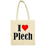 Tasche I Love Plech Größe 38x42 Farbe Natur Druck Schw