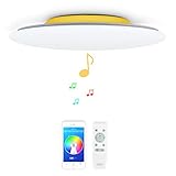 36w Φ40cm Musik Led Deckenleuchte mit Bluetooth Lautsprecher, Deckenlampe Farbwechsel mit Fernbedienung und APP-Steuerung, Innenbeleuchtung Dimmbar für Wohnzimmer Schlafzimmer Kinderzimmer Kü