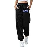 Damen Jogginghose Sporthose Stretchhosen Sweathosen Freizeithosen Kordelzug Elastic Waist Taille Thermohose Dicke Thermo Gefüttert WinterhoseWorkout Lounge Hose Outdoorhose mit Warmen I