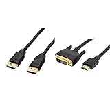 Amazon Basics - Verbindungskabel, DisplayPort auf DisplayPort, 0,9 m & HDMI-zu-DVI-Adapterkabel, -1,83 meter, (Nicht für den Anschluss an SCART- oder VGA-Anschlüsse)