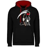 Halloween Kostüm Outfit - Sensenmann - XL - Schwarz/Rot - t-Shirts - JH003 - Hoodie zweifarbig und Kapuzenpullover für Herren und D