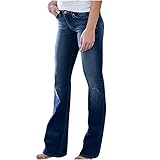 AOCRD Schlaghose Damen Bootcut Jeans High Waist Stretch Lang Jeanshosen Skinny Denim Hosen Streetwear F