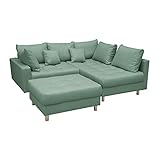 riess-ambiente.de Moderne Wohnlandschaft Kent 220cm Aqua Ecksofa Federkern inkl. Hocker und Kissen S