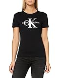 Calvin Klein Jeans Damen Core Monogram Logo Regular Fit Tee T-Shirt, Schwarz (Ck Black 099), Small (Herstellergröße: S)