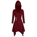 SHIZUANYUE Gothic Kleidung Damen Kleid Punk Steampunk Minikleid Schnürung Party Vintage T-Shirtkleid Karneval Halloween Cosplay Ballkleid Mit Kapuze Mittelalterliche Kleid Retro Alternative Bekleidung