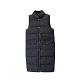 HHMY Lange Steppweste Damen - Winter Daunenweste Lange Ärmellose Weste Warme Jacke Steppmantel Oberbekleidung Elegant, Einfarbig, Stehkragen, Druckknopf, T