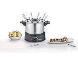 SEVERIN Fondue, spülmaschinengeeignetes Fondueset mit 8 farblich markierten Gabeln, elektrisches Fondue aus Edelstahl für Käsefondue, Schokofondue oder Ölfondue, schwarz, FO 2470