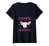 Damen Zahnfee Zahnärztin Zahnmedizinische Fachangestellte Geschenk T-Shirt mit V