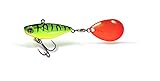 Quantum Premium Spin-Jig Angelköder mit Spinnerblatt hochfrequente Aktion Raubfisch Angel Zubehör, firetiger, 28 g