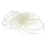 JIAHG Braut Fascinator Blumen Netz Kopfschmuck Damen Haar Clip Hut Feder Haarschmuck Kopfbedeckung für Party Kirche Hochzeit Cock