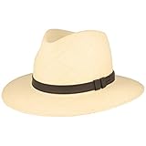 ORIGINAL Panama-Hut | Stroh-Hut | Sommer-Hut aus Ecuador - mit Lederband - Handgeflochten, UV-Schutz, Bruchschutz (59-60, Natur - Lederband sz, Numeric_59)