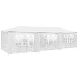 TecTake 800085 Pavillon Partyzelt Gartenzelt Eventpavillon 3x9m 9x3m + 8 Seitenteile - Diverse Farben - (Weiß | Nr. 400934)