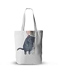 HCKJ Damen süße Katze Bedruckte umweltfreundliche Tasche mit Boden und ohne Seiteneinkaufstasche, Wärmeübertragungs-Leinwandtasche, Wiederverwendbare Einkaufstasche, Strandtasche, Geschenktü