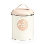 Zeller 19340 Vorratsdose Coffee, Metall, Creme/rosé, ca. Ø11,3x16,5cm, Kaffeedose, Kaffee-Aufbewahrungsdose, Vintag