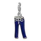 SilberDream Charm 925 Echt Silber Anhänger dunkelblau Jeans Hose FC691