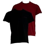 Emporio Armani Herren T-Shirt 2er Pack - Crew Neck, Rundhals, Stretch Cotton Schwarz/Weinrot M