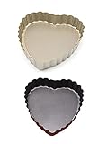 FENGCHUANG 2 stücke 4 zoll mini törtchen pan, nicht stick quiche pan abnehmbare untere mini törtchen doors, nicht stick herz törtchen teller pfanne für pies, quiche bakewar,