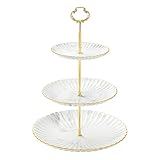 Nuovoware Tortenständer, 3 Stufige Cupcake Dessert Ständer Runder Kuchenständer Obst Servierteller, Keramik Serviertablett für Kuchen Dessert Muffin Kekse Käse Geburtstag Party, Weißer M