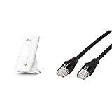 TP-Link RE200 WLAN Repeater (750 Mbit/s, Dual WLAN AC+N, WLAN Verstärker, LAN Port, App Steuerung, kompatibel zu Allen WLAN Geräten) & Amazon Basics Ethernet-Netzwerkkabel, RJ45, Cat6