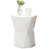 Couchtisch Fiberglas-Couchtisch, einfacher nordischer Beistelltisch, geometrischer Ecktisch für den Garten im Freien, 35x35x42,5cm(Color:Weiß)