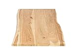 SAM Tischplatte 80x40 cm Curtis, Holzplatte Akazienholz massiv + naturfarben + lackiert, Baumkanten-Platte für Heimwerker, Arbeitsplatten, Tische & Fensterbretter, FSC® 100% Z