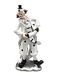 Oberle Dekofigur Musik Clown mit Akkordeon schwarz weiß 23,5cm Figur Karneval Harlek