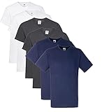 Fruit of the Loom Herren- V-Neck T-Shirt, 2Weiss 2D.Heather 2Navy (6 Pack), XXL (6er Pack)