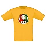 Shirtdepatment - Kinder T-Shirt - Super Mario - Pilz gelb-rot 152-164