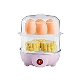 Eierkocher mit Warmhaltefunktion, Doppel-Eierkocher, Mini-Reiskocher mit Dampfgarer, 7 Eier pro Schicht, Weich, Mittel, Hart, Das Frühstück ist Schnell und E