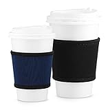 kwmobile 2x Kaffeebecher Sleeve - Neopren Hitzeschutz Manschette für Kaffee to go Becher - für 200 bis 700 ml Trinkbecher - Schwarz Dunkelb