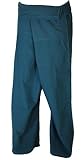 GURU SHOP Thai Fischerhose aus Fester Baumwolle, Wickelhose, Yogahose, Unigröße - Uni Petrol, Herren/Damen, Blau, Size:One Size, Fischerhosen & Yogahosen Alternative Bekleidung