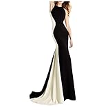 Damen Sexy Elegant Lang ärmellos Hochzeitskleid Abendkleid Brautjungfernkleider Ballkleid Partykleid Taille Farbblock Rockkleid Slim Fit Festliche Cocktailkleid Ausgestelltes Kleid Bodenlang