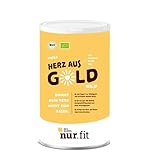 nur.fit BIO Goldene Milch Mix 300g – Herz aus Gold (Mild) – Golden Milk mit BIO Gerstengras, BIO Kurkuma, BIO Hagebutten Pulver - Veganes Kurkuma Latte Pulver mit wichtigen V