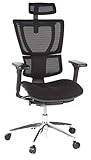 hjh OFFICE 652800 Profi Bürostuhl ERGOHUMAN Slim Stoff/Netz Schwarz Rückenlehne verstellbar, Lordosenstütze, ergonomisch g