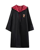 Tomwell HP Cosplay Umhang mit Kapuze Kostüm Set Umhang Mantel Zauberstab Krawatte Schal Gryffindor Kostüm Schuluniform Fasching Karneval Kostüm Halloween Fest A Rot 135CM