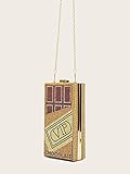 Heizlüfter Handtaschen Rhinestone Decor Chocolate Design Chain Box Bag (Color : Gold)