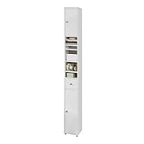 SoBuy BZR34-W Badezimmer Hochschrank mit 5 Fächern Badschrank Badregal mit 1 Schublade und Türen Weiß BHT ca: 20x180x20