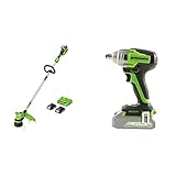 Greenworks Akku-Rasentrimmer+Akku-Schlagschrauber (Li-Ion 24V 400 Nm Drehmoment 2800 Umdrehungen/Min 1/2 Zoll-Steckschlüssel Vierkantantrieb leistungsstarker brushless Motor ohne Akku u. Ladegerät)