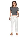 Roxy Damen Non-Denim Pants On The Seashore - Elastische Leinen-Hose für Frauen, Snow White, M, ERJNP03294