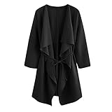 Sumeiwilly Damen beiläufige Wasserfall Kragen Verpackungs Mantel Jacke Sweatshirt Outwear Kleidung Lang