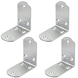 Winkelverbinder 90Grad stahlwinkel Klammer Lochplattenwinkel - 4Stück 38x65x65mm stahl L-Form Eckwinkel, Möbel Winkel für Holzverbinder, Bücherregal, Wand Anbau, Verbunden Stuhl Tabelle. Silb