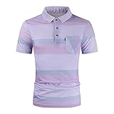 Polo T-Shirt Top Bluse Herren Sommer Slim Casual Fit Patchwork Kurzarm (XXL,6rosa)