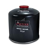 ACTIVA 500g Butan Schraubkartusche, Ventilkartusche, EN 417 Camping, Ventilschraubkartusche, EN521, Kartusche mit Gewinde, Butankartusche, Butang