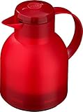 Emsa Samba Isolierkanne 504232 | 1 Liter | Quick Press Verschluss | 100% dicht | 12h heiß, 24h kalt | Rot T