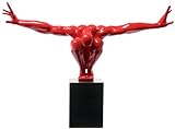 Deko Objekt Athlet, Rot, moderne, große Dekorationsfigur auf Marmor Sockel, Fitness Statue Design Mann, Skulptur, (H/B/T) 52x75x23