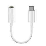 MOELECTRONIX USB 3.1 Typ-C Headset Klinke passend für Samsung Galaxy Tab S7 SM-T870 | USB-C auf 3.5mm Kopfhörer DIGITAL Anschluss| Buchse Aux-IN Audio Adapter Kabel WEIß