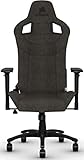 Corsair T3 Rush - Polyester Stoff Gaming Stuhl (Atmungsaktivem Weichen Stoff, Gepolsterten Nackenkissen, Lendenstütze aus Memory-Schaumstoff, 4D-Armlehnen, Leich Montieren) Schw