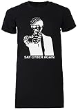 Say Cyber Again - Cyber Damen T-Shirt Lang Tee Schwarz Women's Black T-Shirt Long