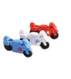 Aidou 3 abnehmbare Motorrad-Radiergummis, bunt, kreatives Cartoon-Radiergummi-Set, Geschenk fü
